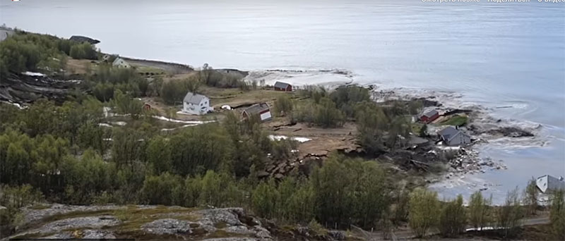 Мощный оползень на севере Норвегии унес в море целую деревню