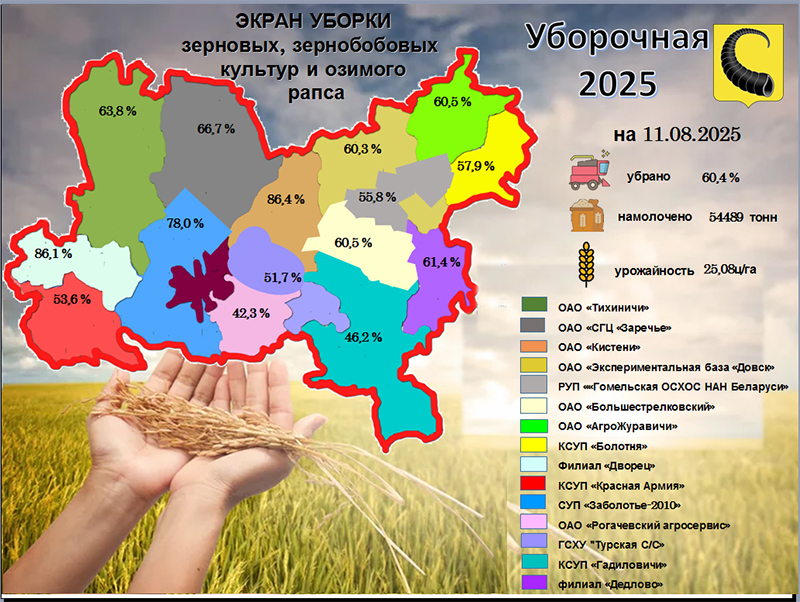 Сводка  с полей Рогачевского района по состоянию на 11 августа 2025 года