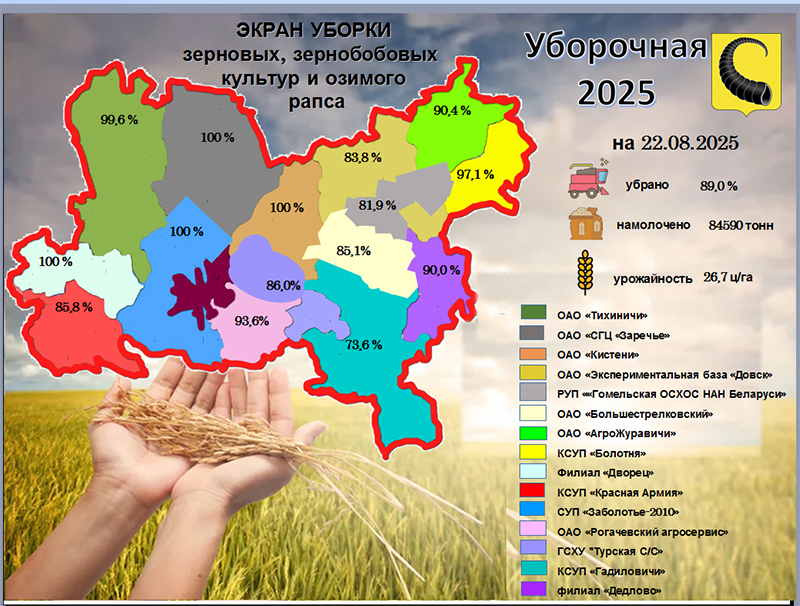 Сводка с полей Рогачевского района на 22 августа 2025 года